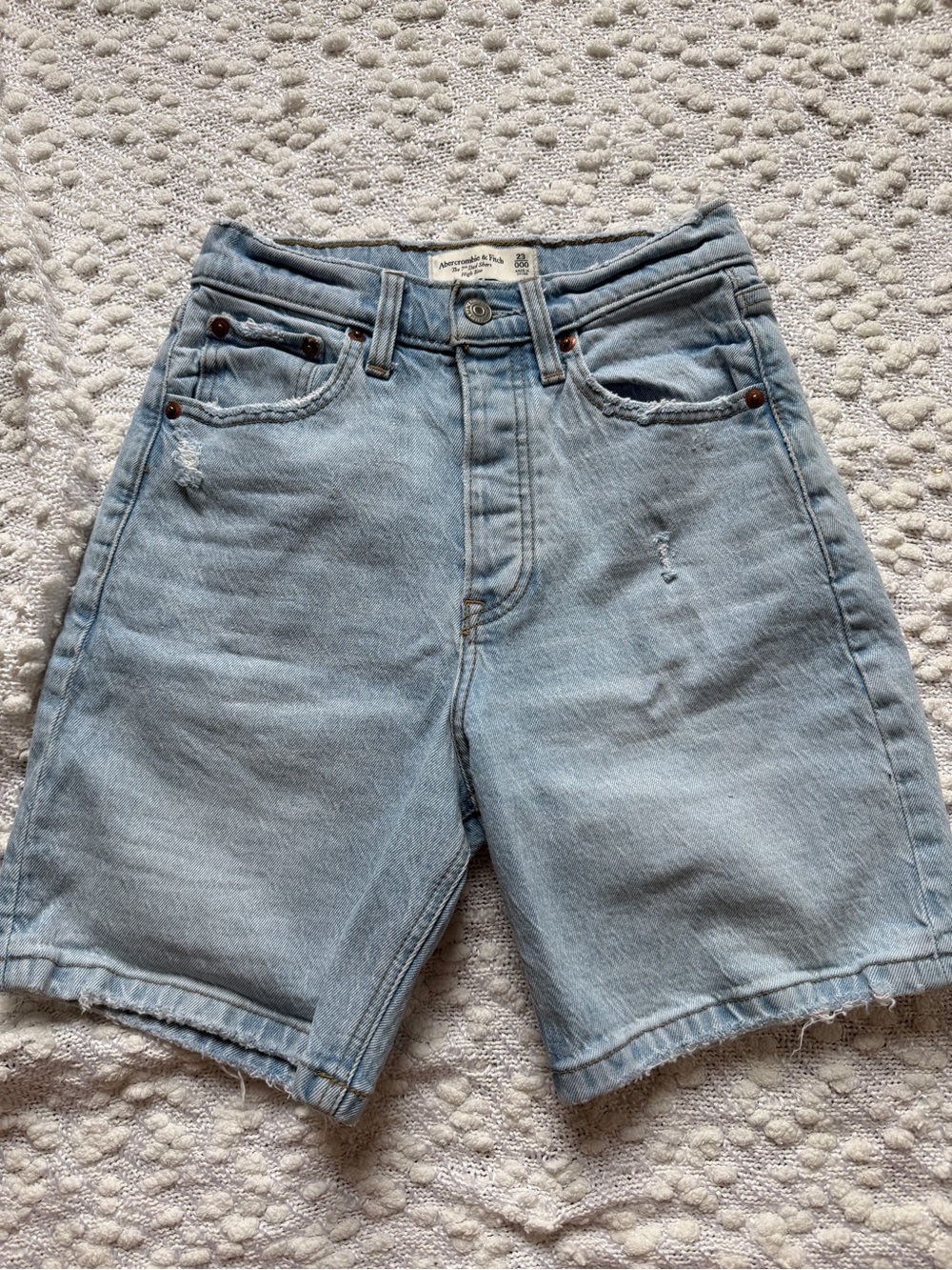 Abercrombie & Fitch Light Blue High-Rise Denim Shorts